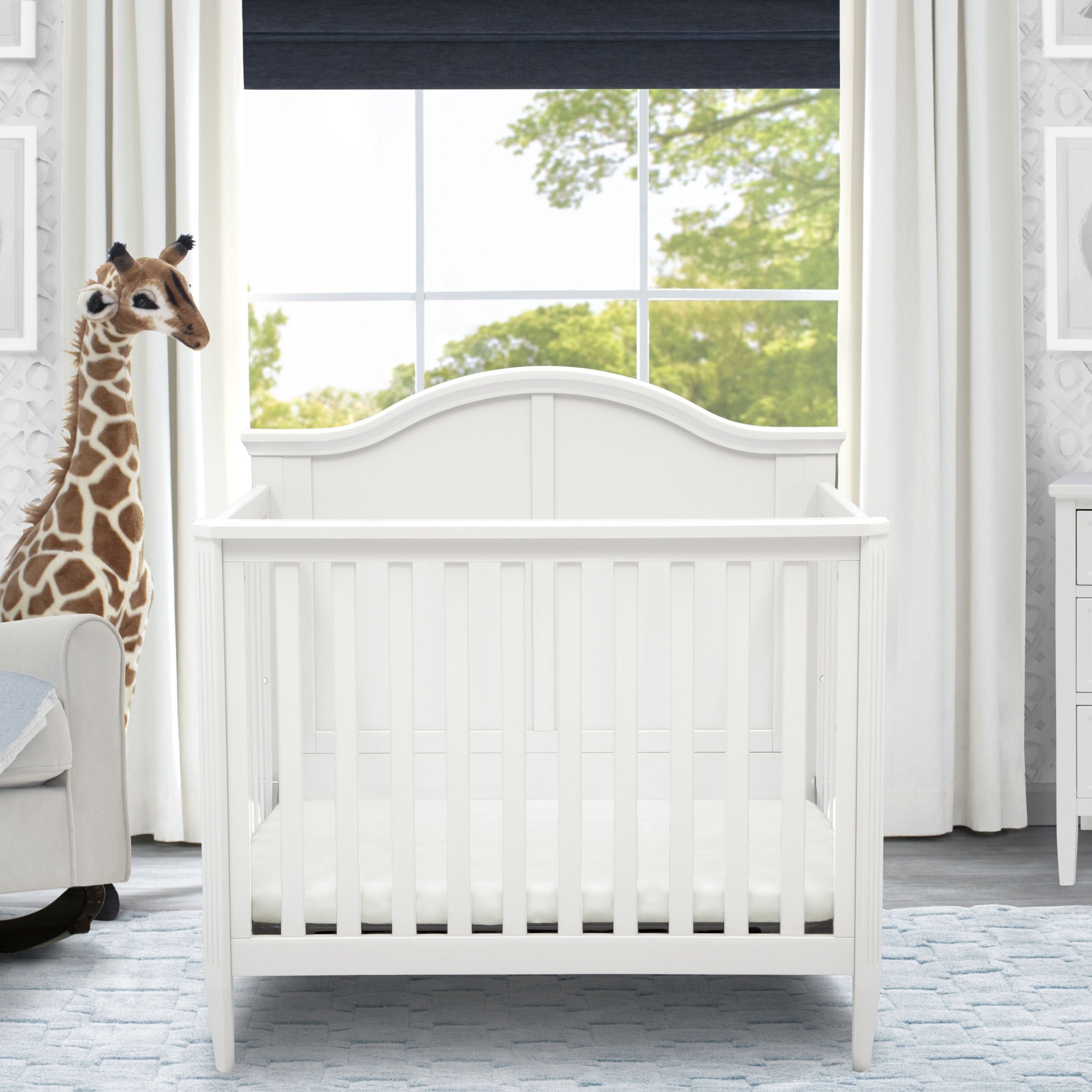 Parker Mini Convertible Baby Crib with Mattress and 2 Sheets